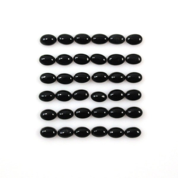 Black Onyx Cab Oval Shape 6x4mm Approximately 15 Carat, March Birthstone, Jet Black Color, For Jewelry Making  (561)