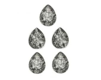 Black Rutilated Quartz Pear Shape 8x6mm Approximately 5 Carats, Black Hair Quartz, Faceted Plain Top Quartz, For Jewelry Making (53242)