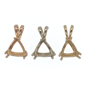 14K Gold Pendant Finding; Yellow, Rose, or White Gold; Trillion 7mm, 8mm & 9mm
