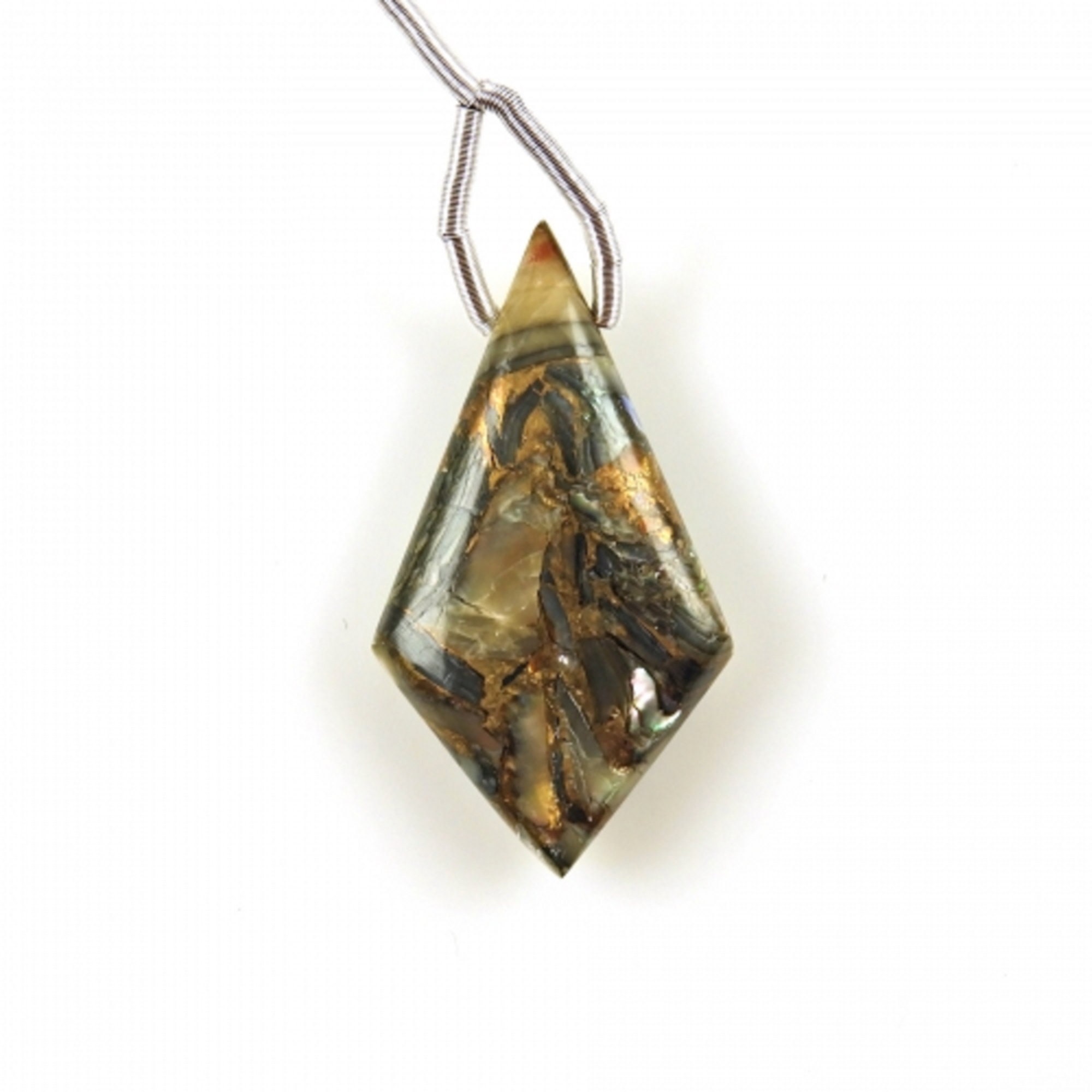 Drop Shape Shellin Copper Abalone Shell Drop Shield Shape 31x17mm, Smooth Drilled Bead ...