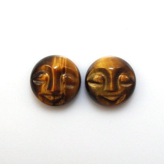 Tiger Eye Faces Cab Round 12mm Approximately 10 Carat, Great Golden Brown Color, Chatoyant Gemstone, For Earring Making (11605)