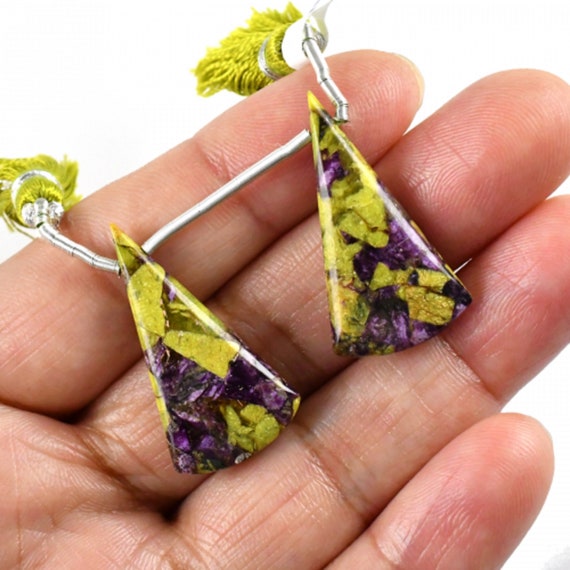 Stichtite Drops Conical Shape 30x16mm Drilled Beads Matching Pair