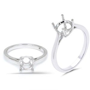 Round 7mm Solitaire Ring Semi Mount In 14k Gold, 4 Prong Wedding Unique Minimalist Ring Semi Mount, Ladies Ring, Jewelry Gift