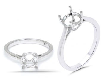 Round 7mm Solitaire Ring Semi Mount In 14k Gold, 4 Prong Wedding Unique Minimalist Ring Semi Mount, Ladies Ring, Jewelry Gift