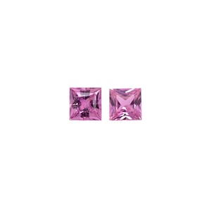 May include: Two square-shaped pink gemstones, each with a faceted cut.