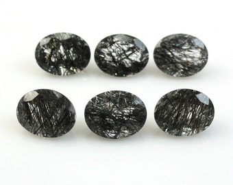 Black Rutilated Quartz Oval 9x7mm Approximately 9 Carat, Black Thread Quartz, Perfect Ornamental Stones, For Jewelry Making (5837)
