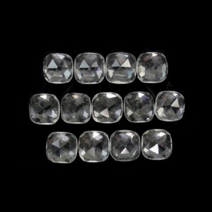 Coussin carré en quartz transparent taille rose, 6 mm environ 9 carats, quartz incolore, pour la fabrication de bijoux (10782)
