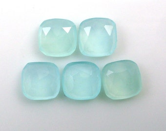 Peruvian Chalcedony Rose Cut Cushion Shape 8mm Approximately 8 Carat, Nice Sky Blue Color, For Jewelry Making  (10829)