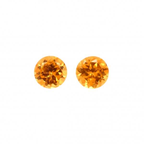 Mandarin Garnet Round 5mm Approximately 1.33 Carat  Matching Pair, January Birthstone, Faceted Orange Color, For Earring Making (40658)