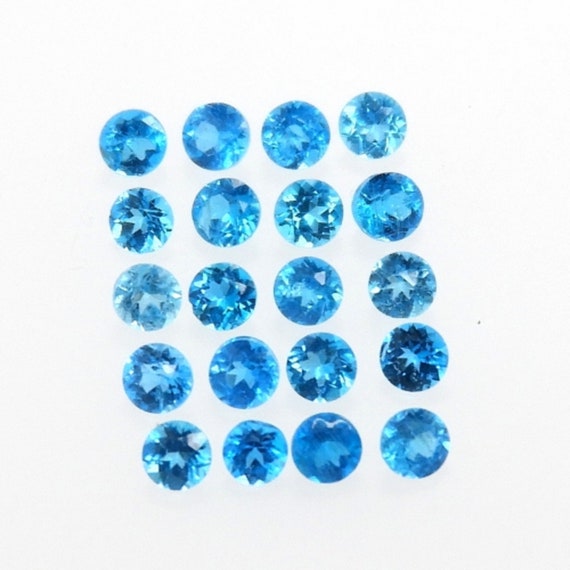 Neon Apatite Round Shape 2.5mm Approximately 1 Carat Faceted Plain Top Blue Color Stones Perfect For Jewelry Making 25636