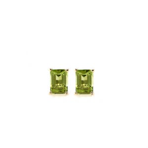 Peridot Emerald Cut 7x5mm, 1.97 Carat Stud Earring In 14k Yellow Gold | August Birthstone | Secure Pushback | Green  Gemstone Earring (53696