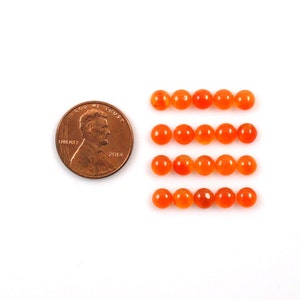 Carnelian Cab Round 5mm Approximately 10.5 Carat, Vibrant Orange Color, Smooth Flat Bottom Cabochons, For Jewelry Making 453 image 2