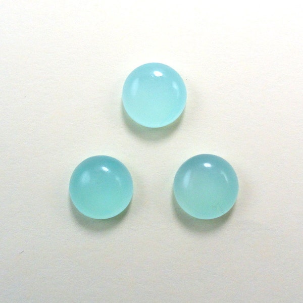 Peruvian Chalcedony Cab Round Shape 10mm Approximately 10 Carat,  Beautiful Aqua Blue Color, Flat Bottom Cabochon, For Jewelry Making (5479)