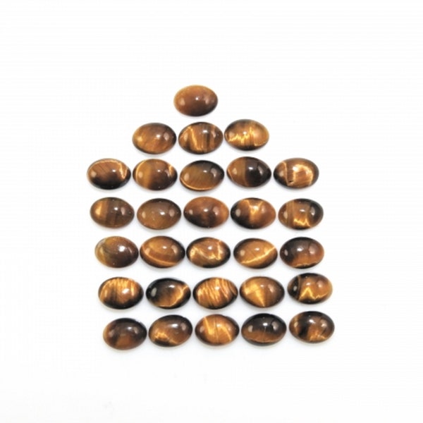 Tiger's Eye Cab Oval 7x5mm Approximately 25 Carat, Lovely Bands of Yellow-Golden Color, Excellent Silky Luster, For Jewelry Making  (4562)