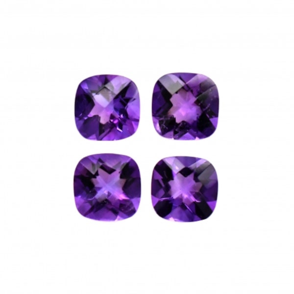 Amethyst Square Cushion 6mm Approximately 3 Carat, February Birthstone, Beautiful Deep Purple Color Sobriety Stone, Faceted Amethyst (130)