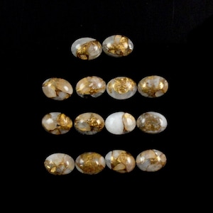 Calcita de cobre Cab Oval 7 x 5 mm Aproximadamente 9 quilates, lindos tons de marfim e ouro, para fabricação de joias (9162)