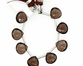 スモーキークォーツドロップス ハートシェイプ 10 x 10 mm ドリル