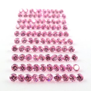 Pink Cubic Zircona Round 2mm (100 Pieces), Nice Pink Color, Faceted Eye Clean Stones, For Jewelry Making  (2702)