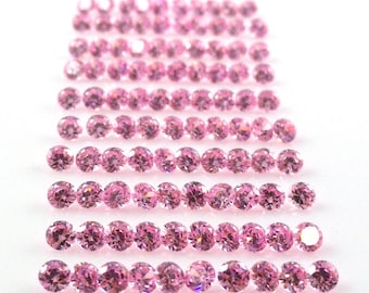 Pink Cubic Zirconia Round 2.5mm (100 Pieces), Faceted Eye Clean Gemstones, For Jewelry Making (2701)