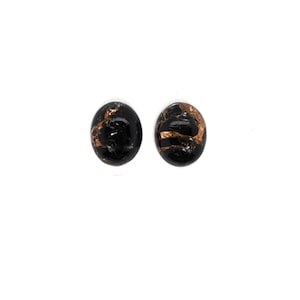 Copper Black Obsidian Oval 11x9mm Approximately 5 Carat, Black and Golden Color, Volcanic Glass, Distinctive Stone, For Jewelry (10369)