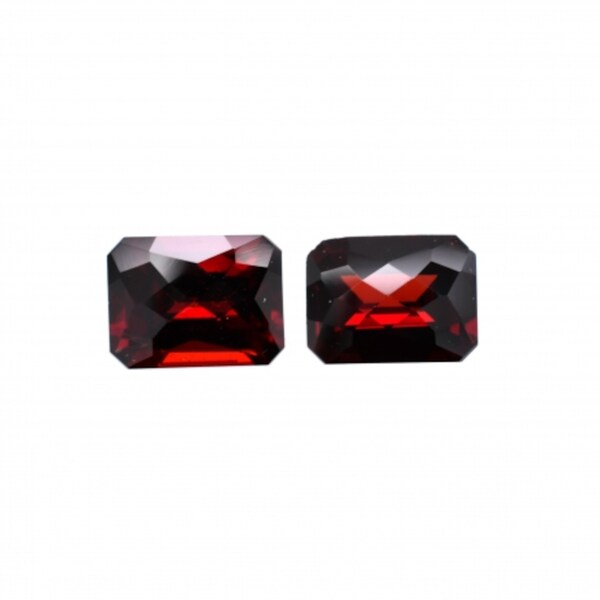 Garnet Emerald Cut 8x6mm Approximately 3 Carat Matching Pair, January Birthstone, Beautiful Red Color Stone, Carbuncle, For Earrings (21851)