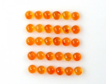 Carnelian Cabs Round 3mm Approximately 3 Carat, Vibrant Orange Color, Smooth Flat Bottom Cabochons, For Jewelry Making  (16391)