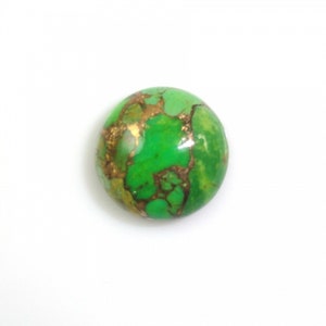Green Copper Turquoise Cab Round 13mm Approximately 7 Carat Single Piece, Smooth Green Color Cabochon, For Jewelry Making (9145)