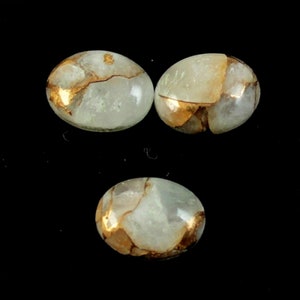 Copper Calcite Cab Oval 12x10mm Approximately 10 Carat, Smooth Flat Bottom Calcite, Lovely Ivory Color Stones, For Jewelry Making (4505)