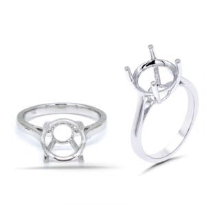 Round 9mm Solitaire Ring Semi Mount In 14k Gold, 4 Prong Wedding Unique Minimalist Ring Semi Mount, Ladies Ring, Jewelry Gift
