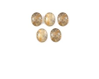 Cabochon en quartz rutile doré, forme ovale 9x7x4mm, 8 carats, 5 pièces (6505)