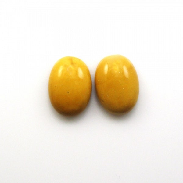 Mookaite Jasper Cab Oval Shape 14x10mm Approximately 9.76 Carat Matched Pair, Beautiful Yellow Color Cabochons For Jewelry Making (11315)