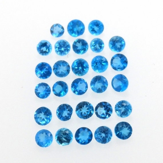 Neon Apatite Round 2mm Approximately 1 Carat Vibrant Blue Color
