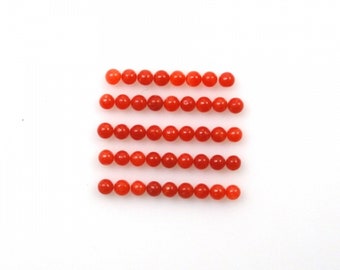 Natural Red Coral Cabs Round 2mm Approximately 2.00 Carat, Deep Red Color, Loose Smooth Flat Bottom Cabochons, For Jewelry Making  (10456)