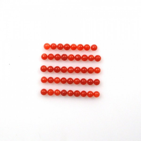 Cabochons de corail rouge naturel ronds de 2 mm environ 2,00 carats, couleur rouge foncé, cabochons à fond plat lisse en vrac, pour la fabrication de bijoux (10456)