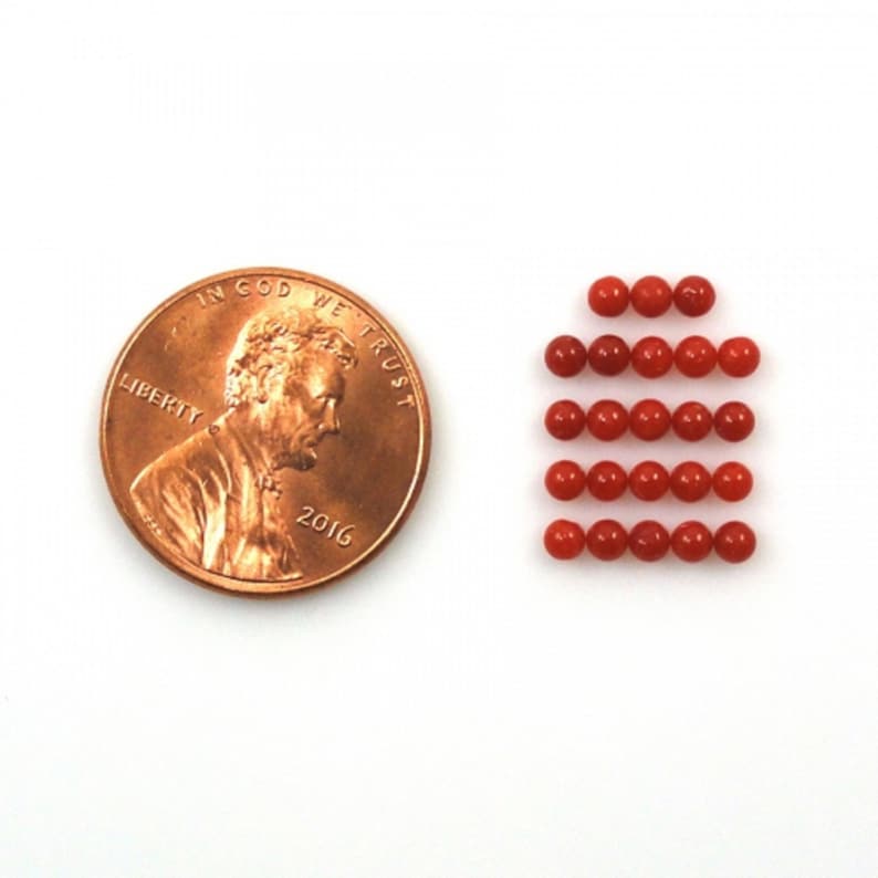 10457 Natural Italian Red Coral Cab Round 2.25mm Approximately 1.95 Carat Loose Cabochons For Jewelry Making