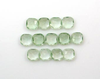 Green Amethyst Rose Cut 6x6mm Cushion Cut Approximately 9 Carat, February Birthstone, Prasiolite, Amegreen, For Jewelry Making (10824)