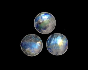 Rainbow Moonstone Rose Cut Round 10mm Approximately 8 Carat, Variety of Feldspar, June Birthstone, Nice play of Color, For Jewelry (10809)