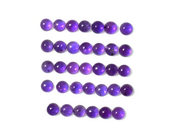 Amethyst Cabs Round 3mm Approximately 4 Carat, February Birthstone, Smooth Purple Color Flat Bottom Cabochons, For Jewelry Making (6686)