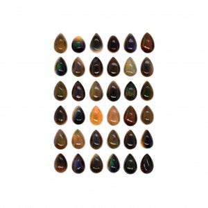 Ethiopian Black Opal Cab Pear Shape 6x4mm Approximately 8 Carat, October Birthstone, Smooth Black Cabochons, For Jewelry Making (40260)