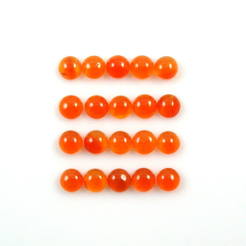 Carnelian Cab Round 5mm Approximately 10.5 Carat, Vibrant Orange Color, Smooth Flat Bottom Cabochons, For Jewelry Making 453 image 1