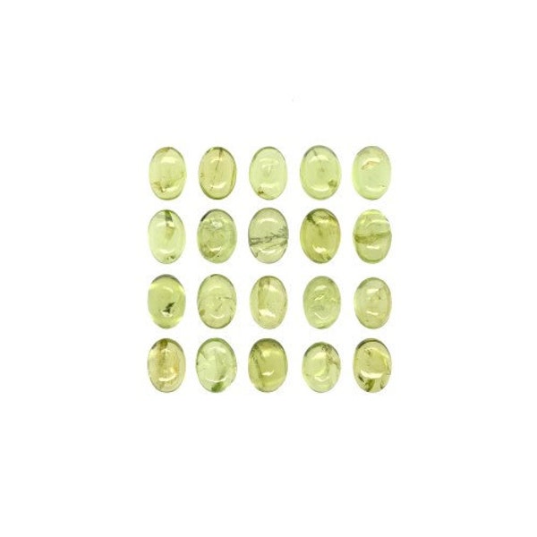 Peridot Cab Oval 7x5mm Approximately 20 Carat, Lime Green Color, Chrysolite, An Evening Emerald, Flat Bottom Cabochons For Jewelry  (10946)