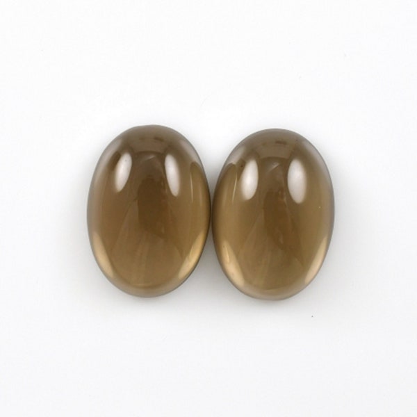 Smoky Quartz Cab Oval 18x13mm Approximately 20 Carat Matching Pair,  Beautiful Brownish Cab, Morion, Cabochons For Earrings Making (32100)