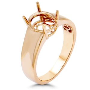 Oval 10x8mm Men&#39;s Ring Semi Mount In 14k Rose & Yellow Gold, 4 Prong Ring, Men Jewelry, Custom Jewelry, Wide Ring, Masculine ring