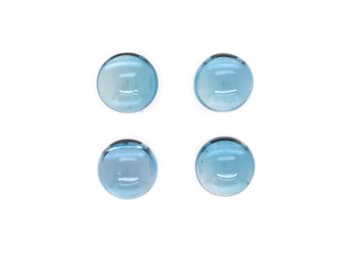 London Blue Topaz Cab Round 6mm Approximately 4.34 Carat, December Birthstone, Smooth Flat Bottom Blue Color Topaz, For Jewelry  (52122)