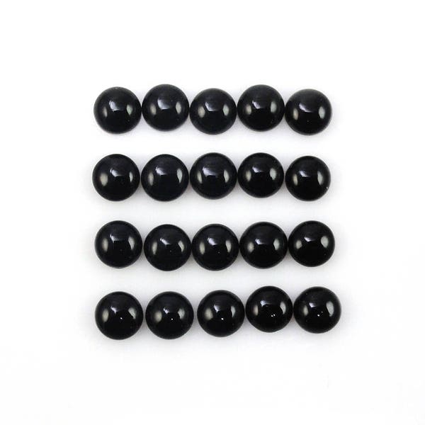 Black Onyx Cab Round 5mm Approximately 9 Carat, Inky Black Color, Smooth Flat Bottom Cabochons, For Jewelry Making (565)