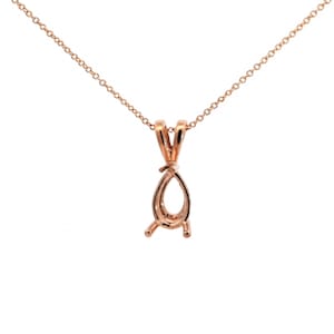 Ciondolo in oro 14K; oro giallo, rosa o bianco; forma a pera 5 x 3 mm, 6 x 4 mm, 7 x 5 mm (catena non inclusa)