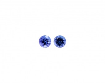 Tanzanite Round 4.2mm Approximately 0.60 Carat Matching Pair, December Birthstone, Excellent Deep Purple Color, Faceted Plain Top (47461)