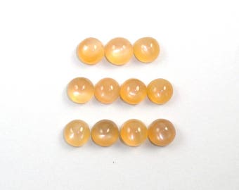 Peach Moonstone Cab Round 6mm Approximately 10 Carat, June BirthStone, Beautiful Fall Color, Feldspar Variety, For Jewelry Making (4674)