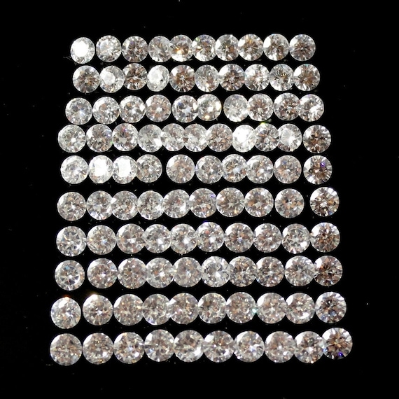 2.5mm White Round Brilliant Cut Cubic Zirconia Loose Gems – Lab-Created, Loupe Clean, Various Pack Sizes