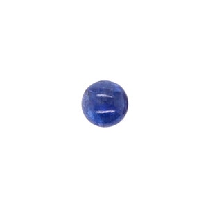 May include: A round, blue gemstone with a smooth, polished surface.